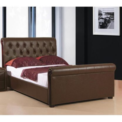 4d45f02688223de49a1ef14861eba35c3eaab9b6a484310ab7e510a97ee65a35.jpg An Image of Caxton Faux Leather Storage Double Bed In Brown