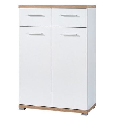 An Image of Elina Wooden Shoe Storage Cabinet White In Sonoma Oak