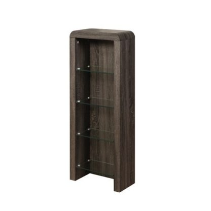An Image of Cannock Wooden CD DVD Storage Unit In Charcoal With 4 Glass Shel