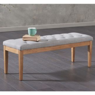 An Image of Absolutno Fabric Small Dining Bench In Grey