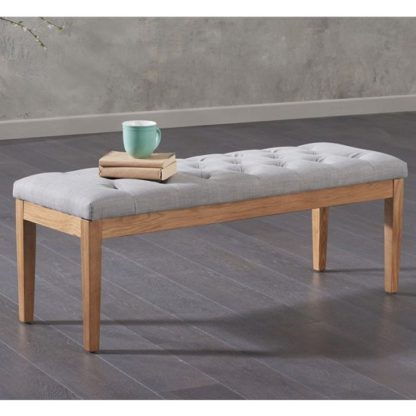 An Image of Absolutno Fabric Small Dining Bench In Grey