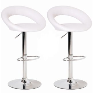 An Image of Leoni Bar Stools In White Faux Leather in A Pair