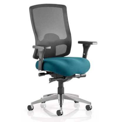 4dd49359d6ed06a17effce97aa17af78e77b5dde9a4419fcfecb4dd6c96b0712.jpg An Image of Regent Office Chair With Maringa Teal Seat And Arms