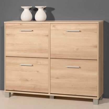 4dfc036dd7d152c93900ffdba7c8c6ca7f1ece20c2527a9b556c4f8e8ca7944a.jpg An Image of Modern Shoe Cabinet In Noble Beech With 4 Doors