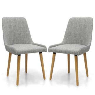 An Image of Kelcy Dining Chair In Grey Weave With Wooden Legs In A Pair