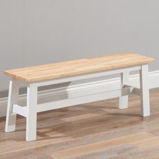 An Image of Antlia Wooden Large Dining Bench In Oak And White