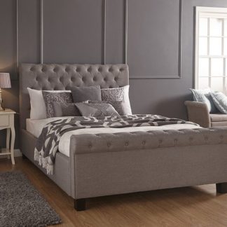 An Image of Neven Fabric Ottoman Storage Double Size Bed In Silver