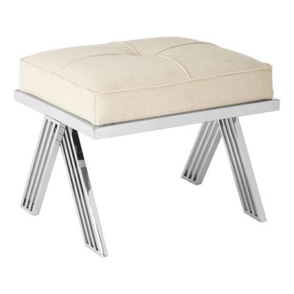 An Image of Markeb Stool With Silver Steel Base In Grey
