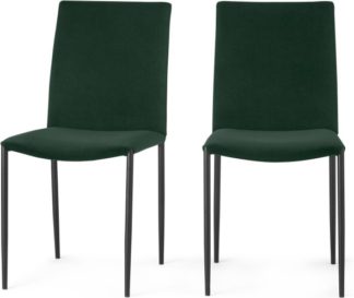 An Image of Braga Set of 2 Dining Chairs, Pine Green Velvet