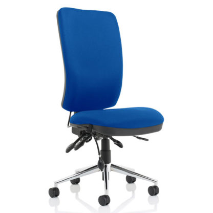 4e65fdda5fac5440f0ece6055bb638a4f40b446197dfeb5fa01a8b5b7a3fd62c.jpg An Image of Chiro Fabric High Back Office Chair In Blue No Arms