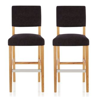 An Image of Vibio Bar Stools In Aubergine Fabric And Oak Legs In A Pair