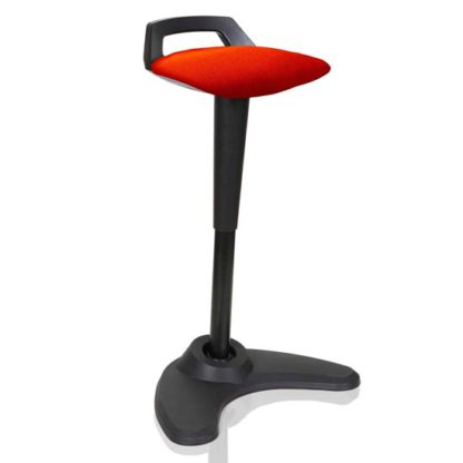 4e846a9398c03d479a2f75f27ffb0d38e8c36cda001c65a0d1f32126461f7aac.jpg An Image of Spry Fabric Office Stool In Black Frame And Tobasco Red Seat