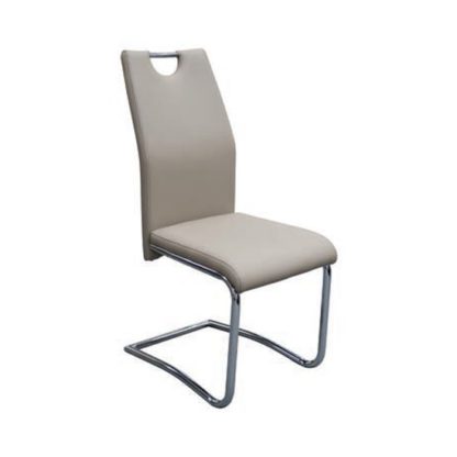 An Image of Capella Faux Leather Dining Chair In Khaki