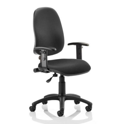 4e97bf22f980e46b746275ebe1a2c70afc4da63f1415f6672aa03acd6b61776f.jpg An Image of Eclipse Plus I Office Chair In Black With Adjustable Arms