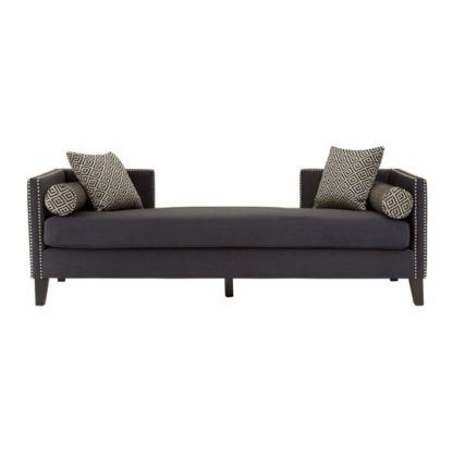 An Image of Mesarthim Velvet 3 Seater Day Bed Sofa In Dark Grey