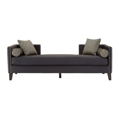 4ea4ba1b5ae4c69d7f8b651de800b32852aa6705d67baf48d8e73af5b52cf5a5.jpg An Image of Mesarthim Velvet 3 Seater Day Bed Sofa In Dark Grey