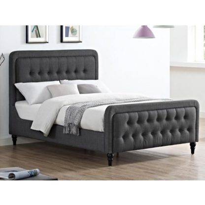 An Image of Tahiti Linen Fabric King Size Bed In Grey