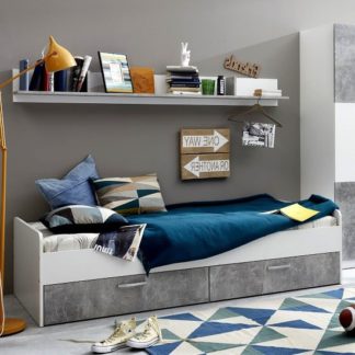 An Image of Rimini Childrens Bed In White And Stone Grey