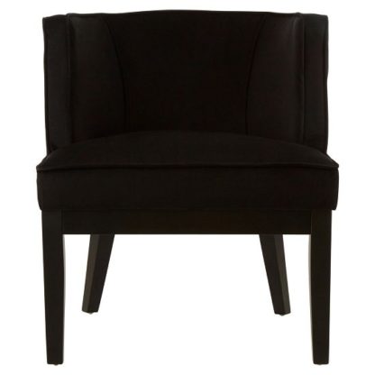 An Image of Adalinise Rounded Velvet Upholstered Bedroom Chair In Black
