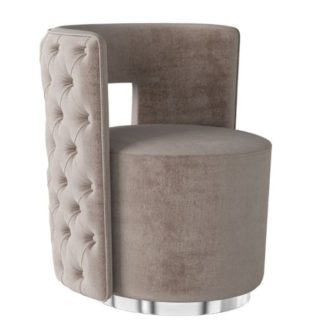An Image of Tamara Velvet Fabric Swivel Lounge Chair In Mink