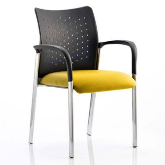 An Image of Academy Office Visitor Chair In Senna Yellow With Arms