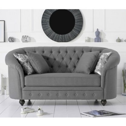 4fd8817324791dd982faab01a7c19659b8fdecf229a15488a31868bfa5297aa5.jpg An Image of Astoria Chesterfield 2 Seater Sofa In Grey Linen Fabric