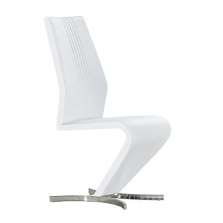 An Image of Gia Dining Chair In White Faux Leather With Chrome Base
