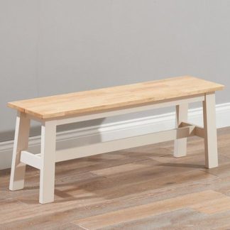 An Image of Antlia Wooden Large Dining Bench In Oak And Cream