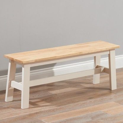 50a2863a3ce41d2e9caa9a1f06a98e9ceae2a242a56b0a10110dbee806569a6c.jpg An Image of Antlia Wooden Large Dining Bench In Oak And Cream