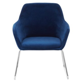 An Image of Porrima Fabric Chair in Blue With Stainless Steel Legs