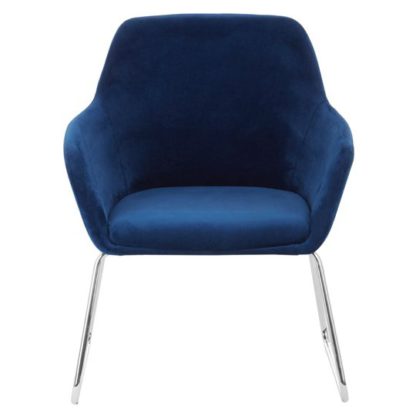 50a34629f4de4a1c589c81764f5551479a33827b320ef5da2862608b41c0c8e3.jpg An Image of Porrima Fabric Chair in Blue With Stainless Steel Legs