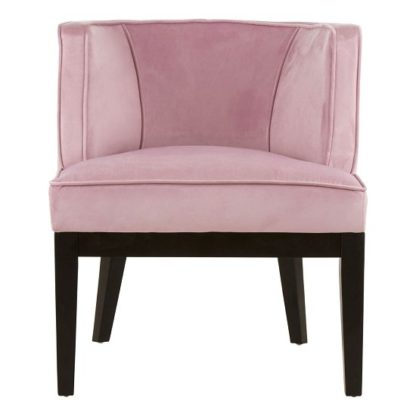 An Image of Adalinise Rounded Velvet Upholstered Bedroom Chair In Pink