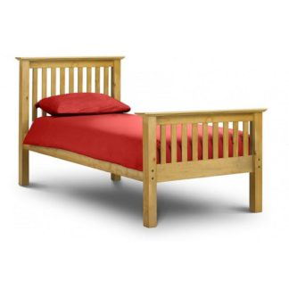 An Image of Velva Wooden Single High Foot Bed In Low Sheen Lacquer