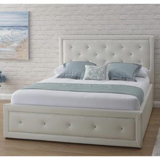 An Image of Hollywood Faux Leather King Size Bed In White