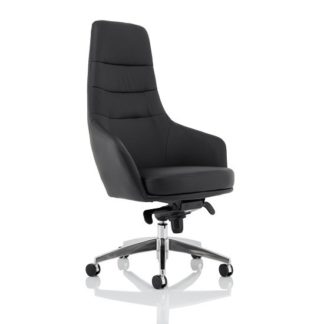 An Image of Crase Faux Leather Office Chair In Black With High Back
