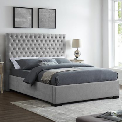 515cc19dd4e0d4fed832b473252e67c7ca75df1eb85d9fd29e3db431140fea52.jpg An Image of Cavendish Double Fabric Bed In Grey