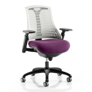 An Image of Flex Task White Back Office Chair With Tansy Purple Seat