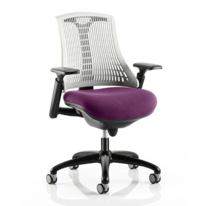 518d3ee5afa2625ac272f194d60c6f2c989cdbc6f7c4d3d1dde7254341072a32.jpg An Image of Flex Task White Back Office Chair With Tansy Purple Seat