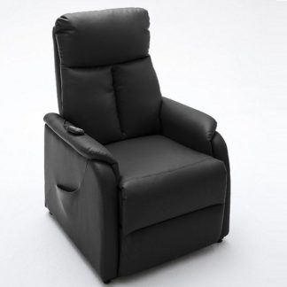 An Image of Ofelia Recliner Chair In Black PU Leather With Rise Function