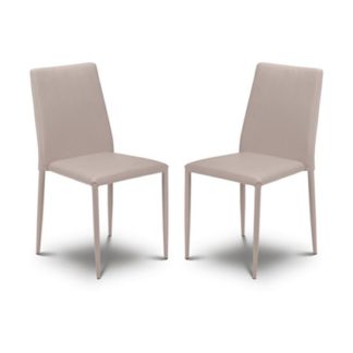 An Image of Jazz Stone Faux Leather Stacking Dining Chair In Pair