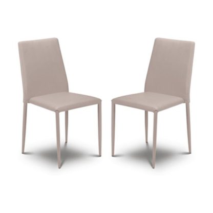 An Image of Jazz Stone Faux Leather Stacking Dining Chair In Pair