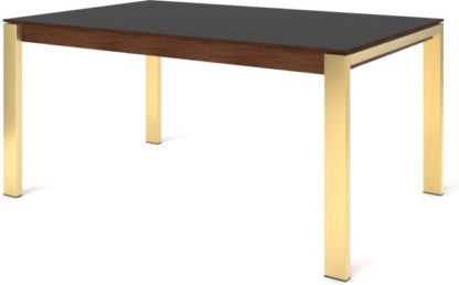 An Image of Custom MADE Corinna 6 Seat Dining Table, Grey HPL and Brass