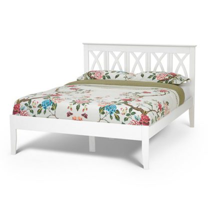 An Image of Autumn Hevea Wooden Small Double Bed In Opal White