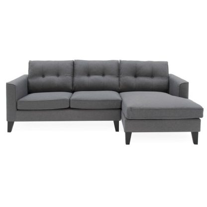 An Image of Rawls Corner Fabric Right Hand Side Sofa In Charcoal Finish