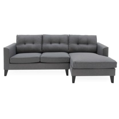 51d1f592c2450bf4a432267039af6731a3b7c839442b63071473651873fa1567.jpg An Image of Rawls Corner Fabric Right Hand Side Sofa In Charcoal Finish