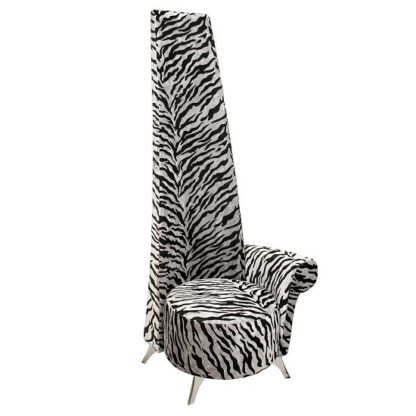 An Image of Amily Left Handed Potenza Chair In Silver Velvet Tiger Print