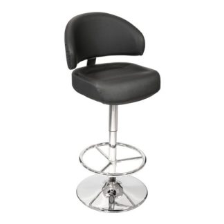 An Image of Casino Black Leather Bar Stool With Chrome Base