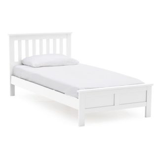 An Image of Buntin Wooden Single Size Bed In White Painted Finish