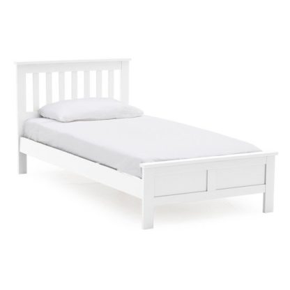 5265d43c5cf1bbd53b3bcaa0aacbcd16d9d47955d5148763ef8981d15f1f6d2f.jpg An Image of Buntin Wooden Single Size Bed In White Painted Finish