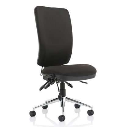 526aa4b4bd9c2b107975721de9d2cfbcbc3406d0cb5e4a7f89a9c7ca5bc626d0.jpg An Image of Chiro Fabric High Back Office Chair In Black No Arms